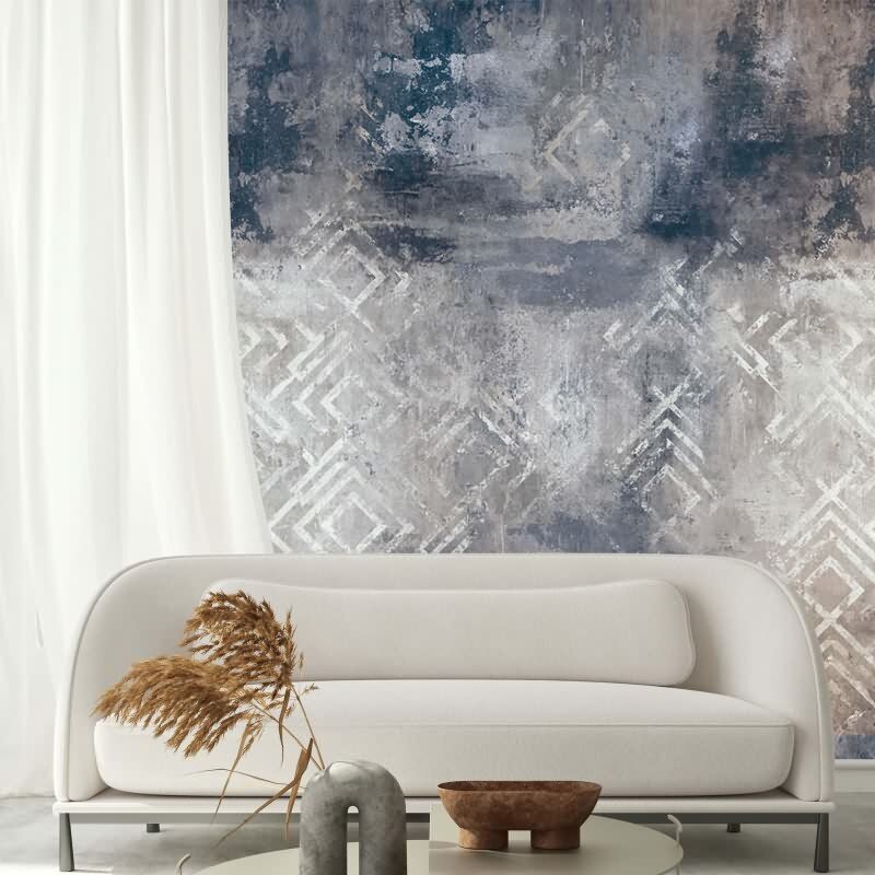 Digitaldruck Betonoptik Grafisch Modern in Anthrazit für Wohnzimmer, Schlafzimmer (34312)