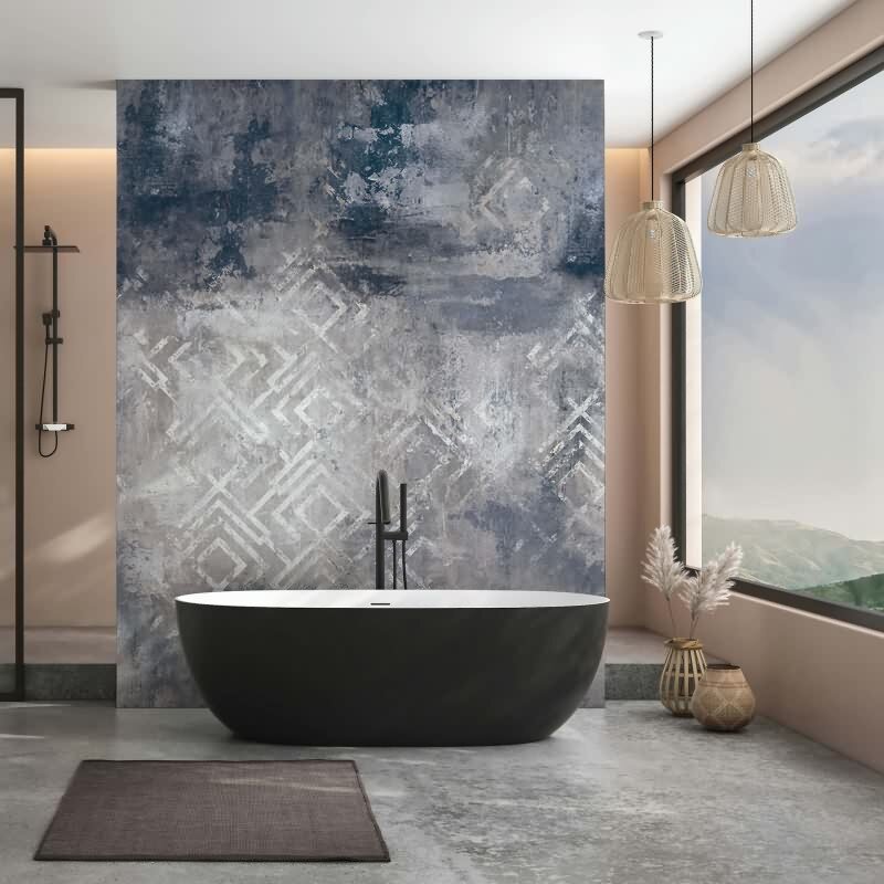 Digitaldruck Betonoptik Grafisch Modern in Anthrazit für Wohnzimmer, Schlafzimmer (34312)