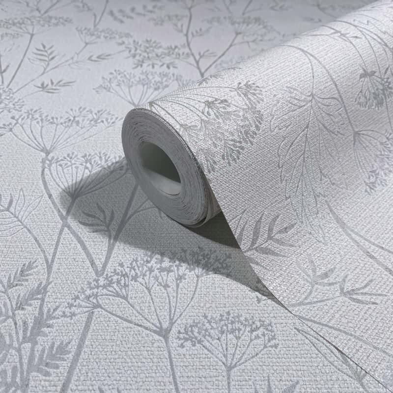 Vliestapete Blumen, Blätter Floral Natur in Grau für Wohnzimmer, Schlafzimmer (34320)