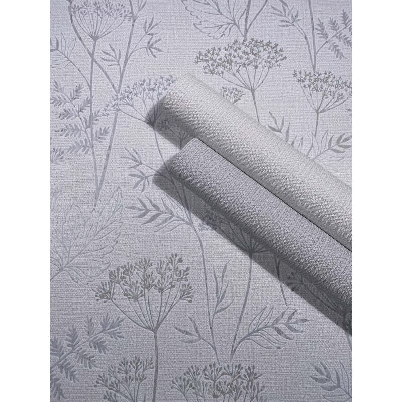 Vliestapete Blumen, Blätter Floral Natur in Grau für Wohnzimmer, Schlafzimmer (34320)