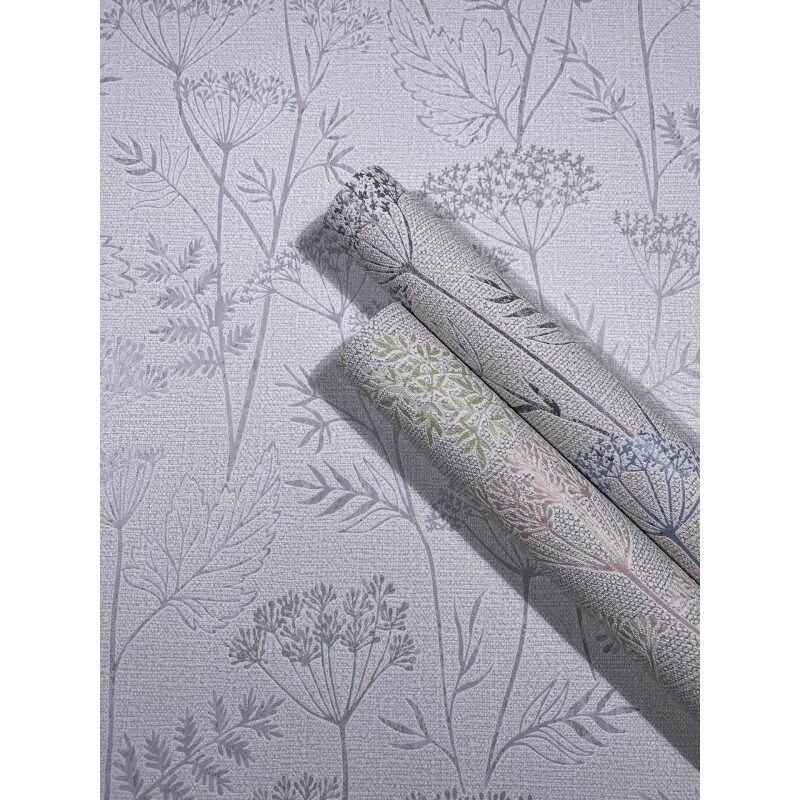 Vliestapete Blumen, Blätter Floral Natur in Grau für Wohnzimmer, Schlafzimmer (34320)