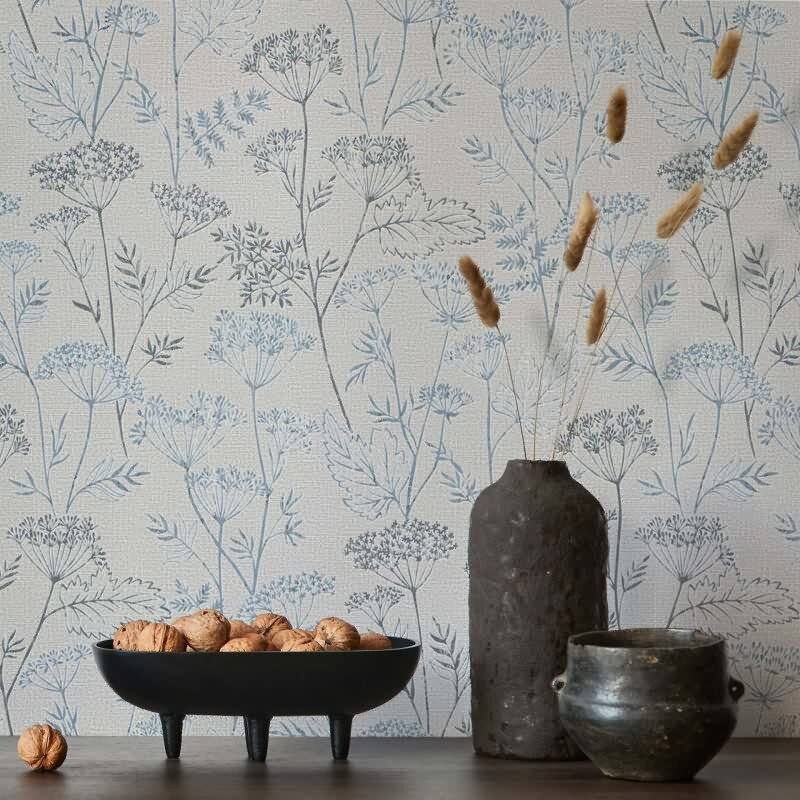 Vliestapete Blumen, Blätter Floral Natur in Grau für Wohnzimmer, Schlafzimmer (34321)