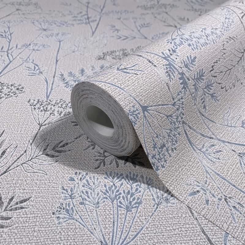 Vliestapete Blumen, Blätter Floral Natur in Grau für Wohnzimmer, Schlafzimmer (34321)