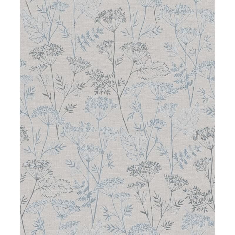 Vliestapete Blumen, Blätter Floral Natur in Grau für Wohnzimmer, Schlafzimmer (34321)