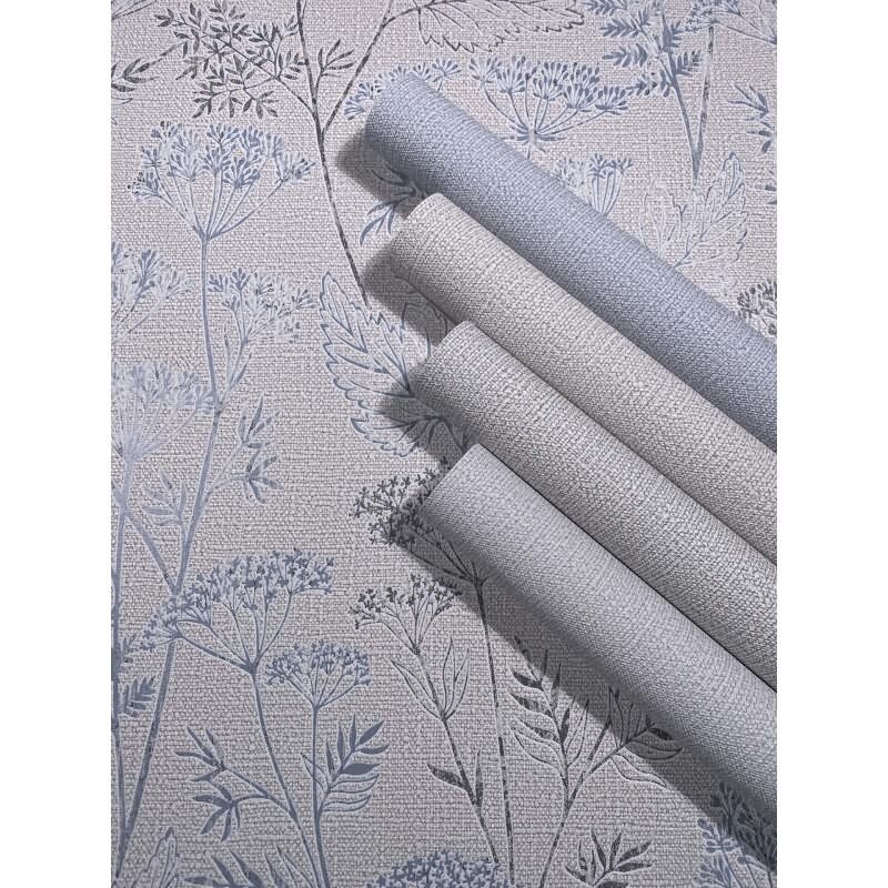 Vliestapete Blumen, Blätter Floral Natur in Grau für Wohnzimmer, Schlafzimmer (34321)