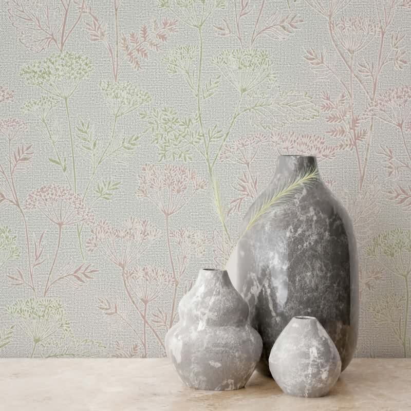 Vliestapete Blumen, Blätter Floral Natur in Grau für Wohnzimmer, Schlafzimmer (34322)