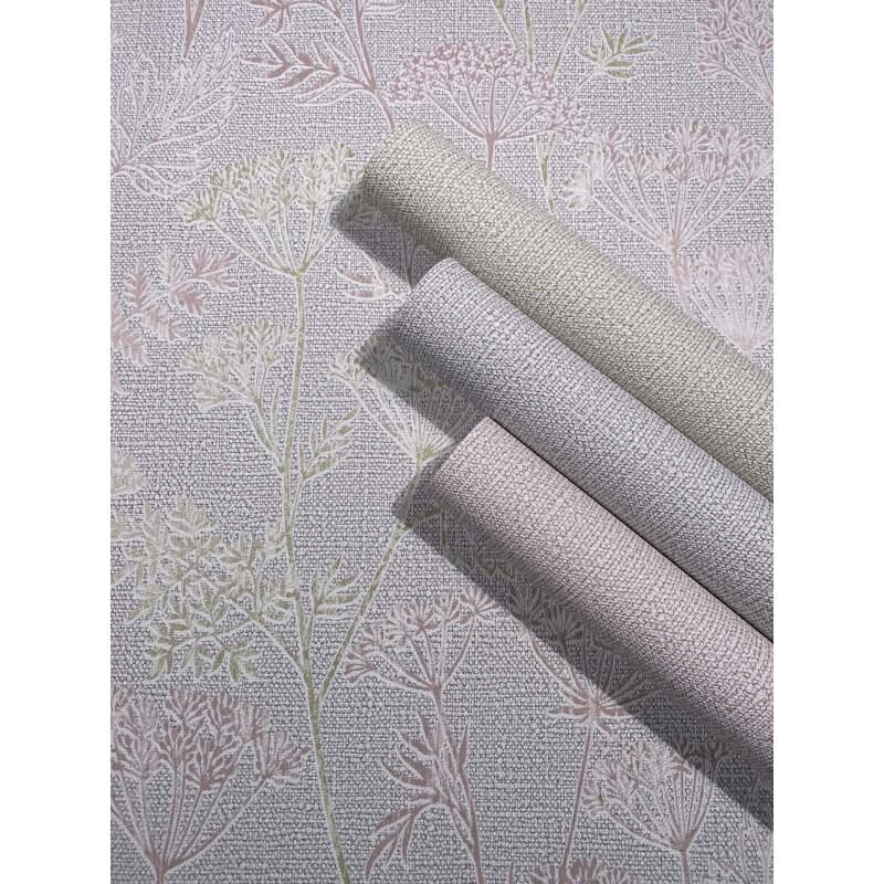 Vliestapete Blumen, Blätter Floral Natur in Grau für Wohnzimmer, Schlafzimmer (34322)