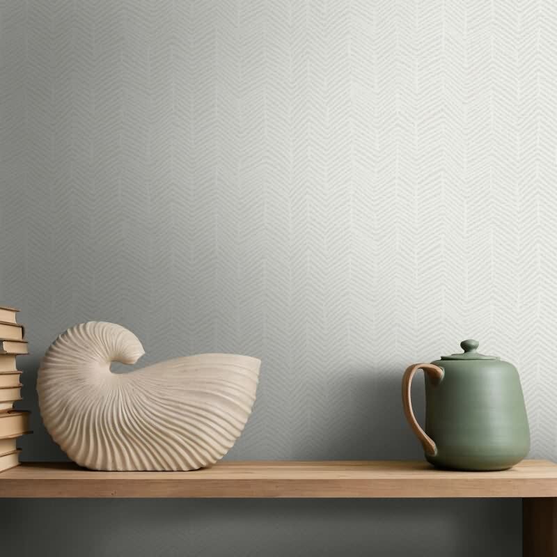 Vliestapete Fischgratmuster, 3D-Optik Grafisch Modern in Weiß für Wohnzimmer, Schlafzimmer (34323)