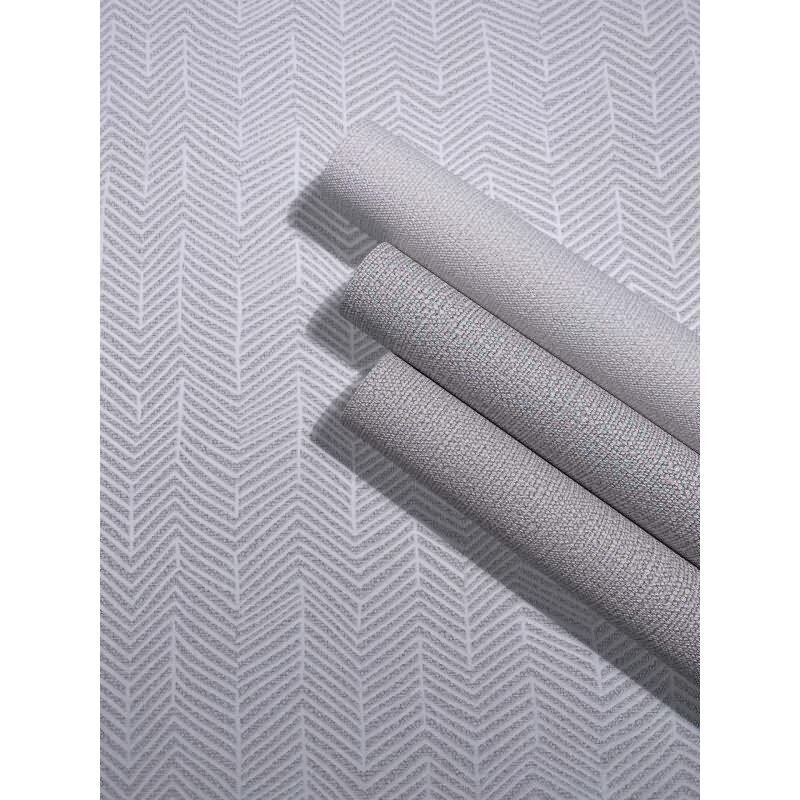 Vliestapete Fischgratmuster, 3D-Optik Grafisch Modern in Weiß für Wohnzimmer, Schlafzimmer (34323)