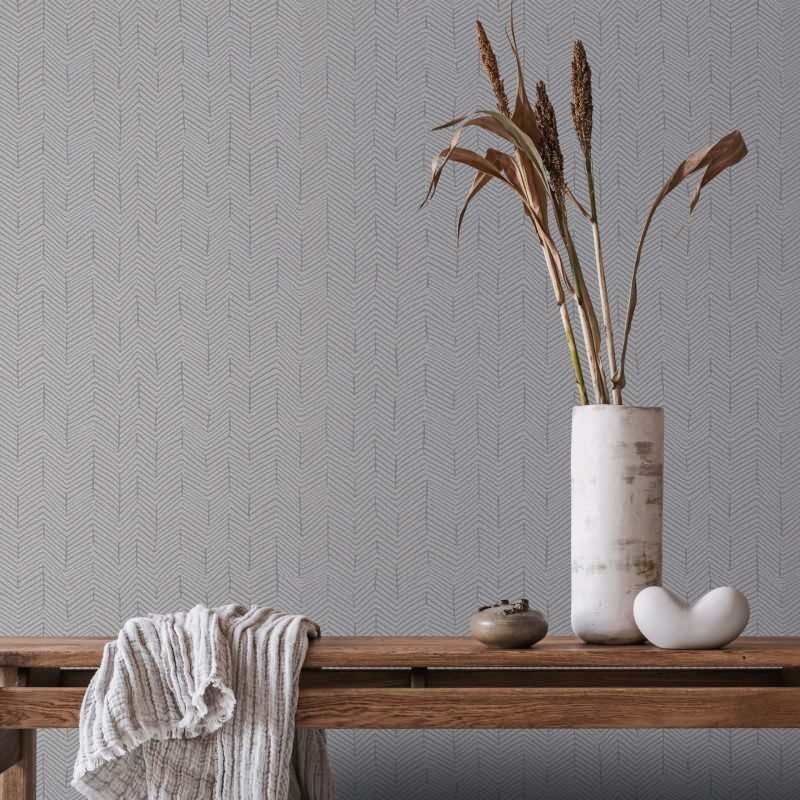 Vliestapete Fischgratmuster, 3D-Optik Grafisch Modern in Grau für Wohnzimmer, Schlafzimmer (34324)