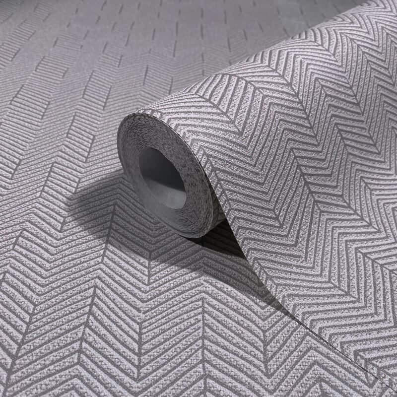 Vliestapete Fischgratmuster, 3D-Optik Grafisch Modern in Grau für Wohnzimmer, Schlafzimmer (34324)