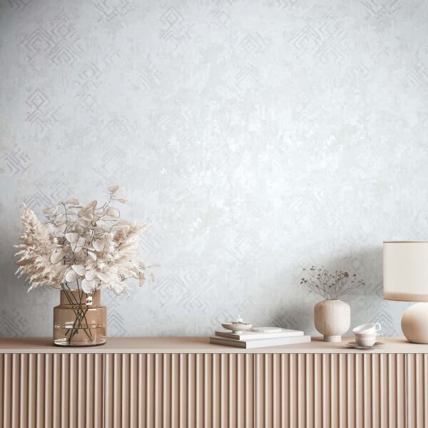 Vliestapete Betonoptik Grafisch Modern in Weiß für Wohnzimmer, Schlafzimmer (34332)