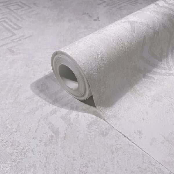 Vliestapete Betonoptik Grafisch Modern in Weiß für Wohnzimmer, Schlafzimmer (34332)