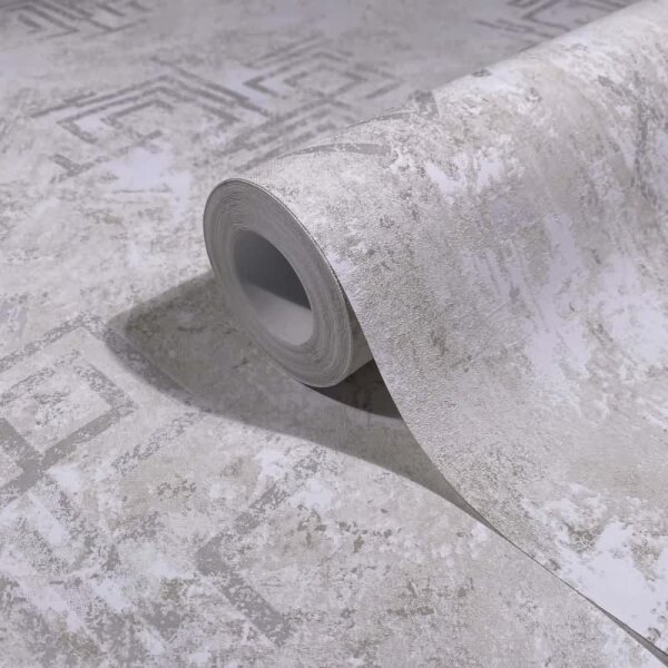 Vliestapete Betonoptik Grafisch Modern in Grau für Wohnzimmer, Schlafzimmer (34333)
