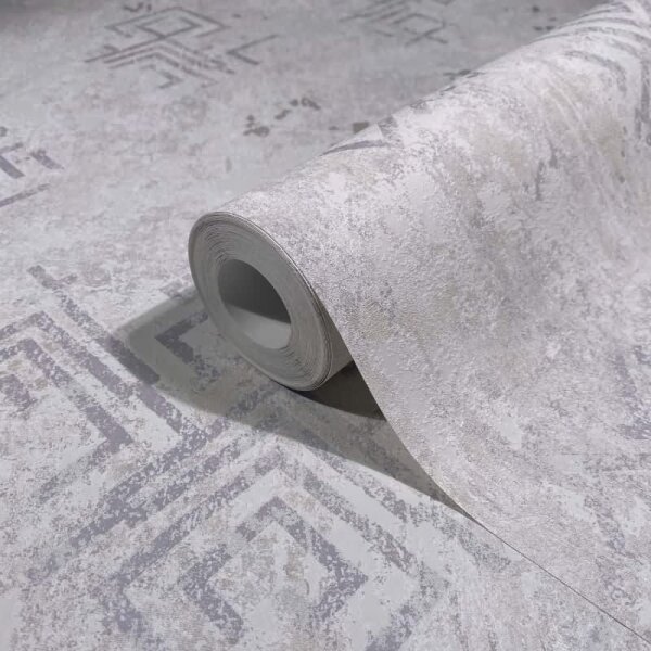 Vliestapete Betonoptik Grafisch Modern in Grau für Wohnzimmer, Schlafzimmer (34334)