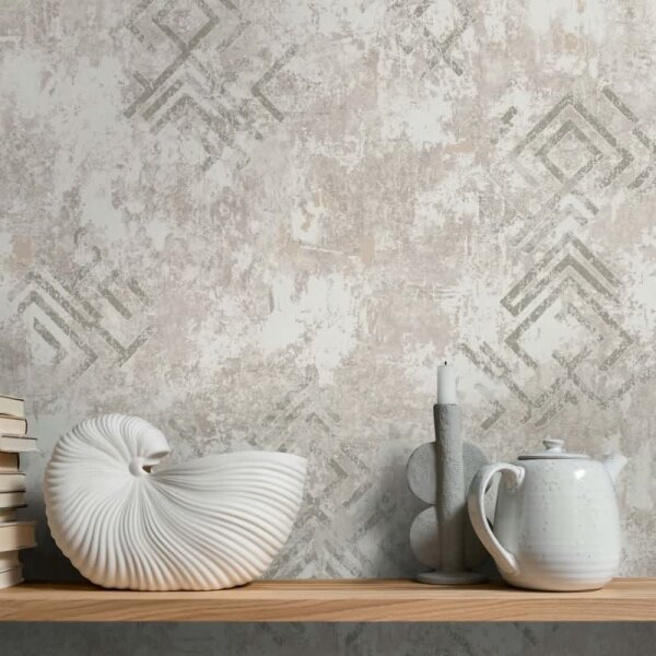 Vliestapete Betonoptik Grafisch Modern in Grau für Wohnzimmer, Schlafzimmer (34336)