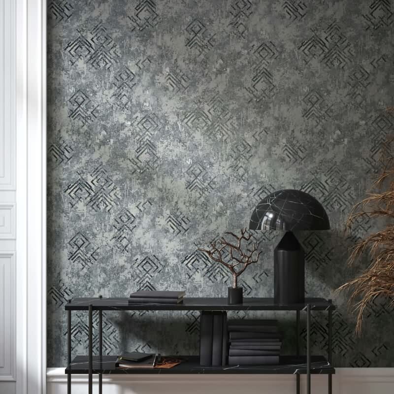 Vliestapete Betonoptik Grafisch Modern in Grau für Wohnzimmer, Schlafzimmer (34338)