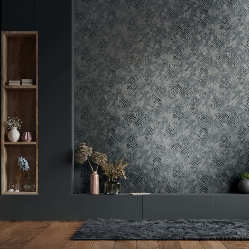Vliestapete Betonoptik Grafisch Modern in Grau für Wohnzimmer, Schlafzimmer (34338)