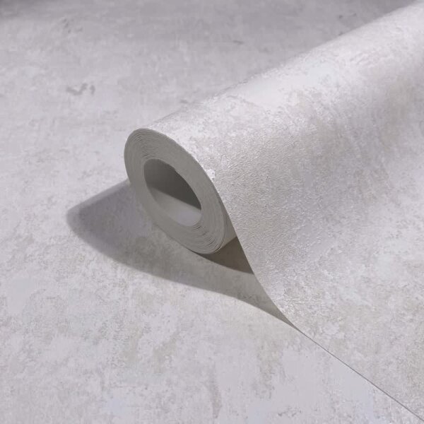 Vliestapete Betonoptik Struktur Modern in Weiß für Wohnzimmer, Schlafzimmer (34339)