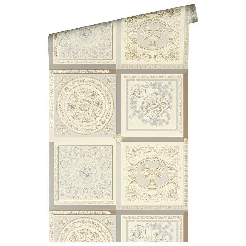 Tapete Beige, Creme, Grau, Silber VERSACE Satintapete (387042)
