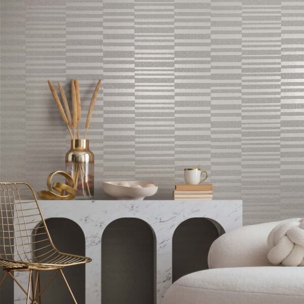 Vliestapete Querstreifen Streifen Modern in Weiß für Wohnzimmer, Schlafzimmer (34346)