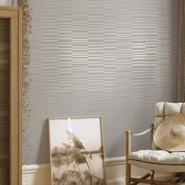 Vliestapete Querstreifen Streifen Modern in Weiß für Wohnzimmer, Schlafzimmer (34346)