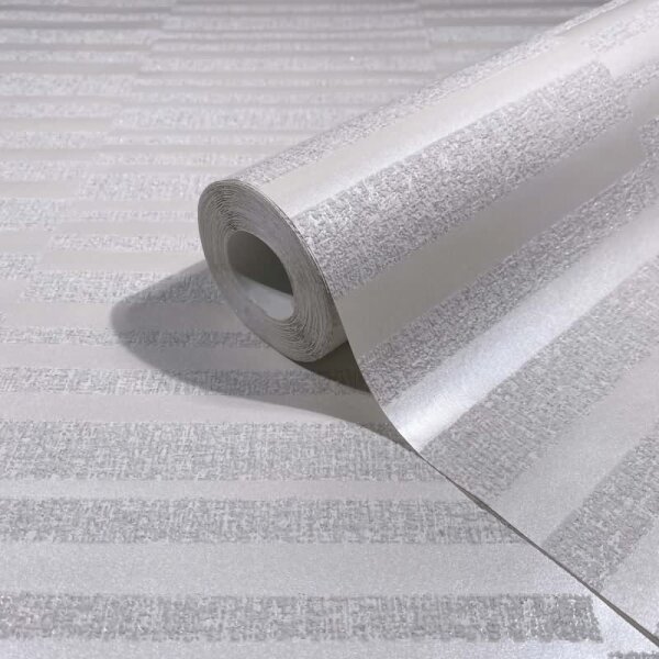 Vliestapete Querstreifen Streifen Modern in Weiß für Wohnzimmer, Schlafzimmer (34346)