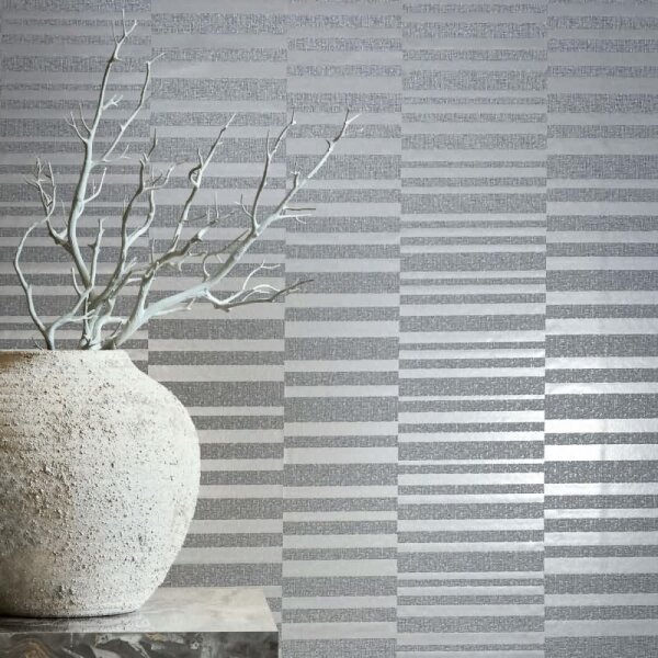 Vliestapete Querstreifen Streifen Modern in Grau für Wohnzimmer, Schlafzimmer (34347)