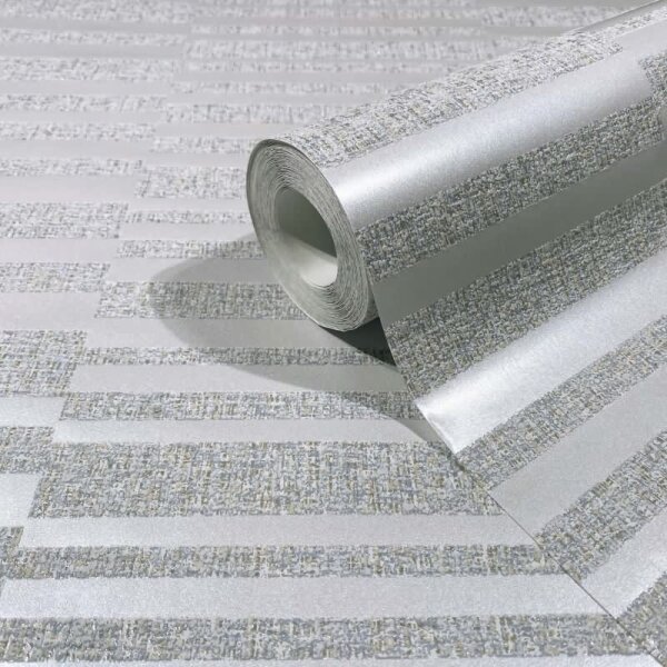 Vliestapete Querstreifen Streifen Modern in Grau für Wohnzimmer, Schlafzimmer (34347)