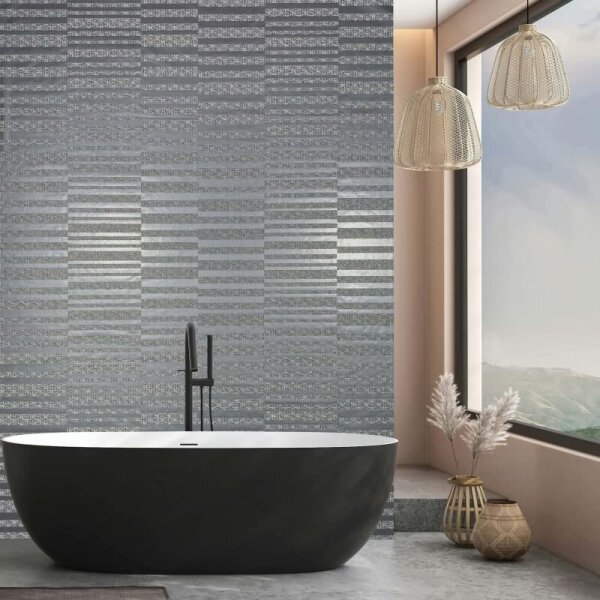 Vliestapete Querstreifen Streifen Modern in Grau für Wohnzimmer, Schlafzimmer (34348)