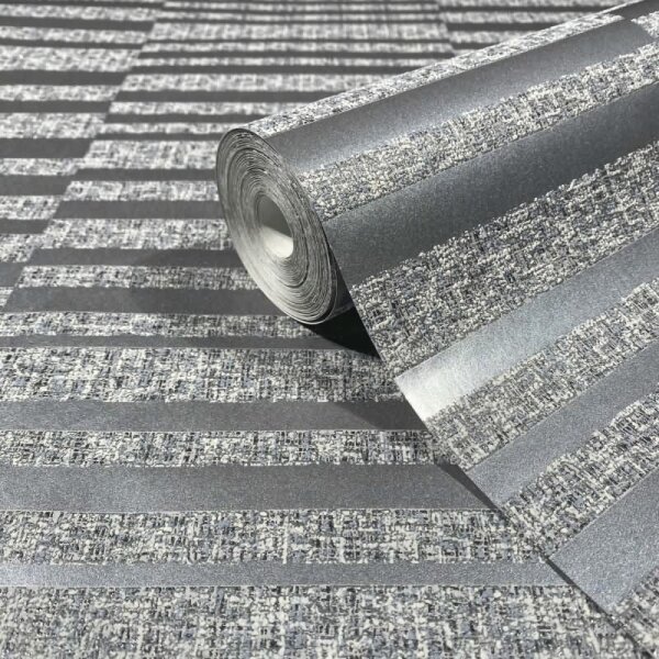 Vliestapete Querstreifen Streifen Modern in Grau für Wohnzimmer, Schlafzimmer (34348)