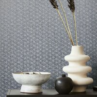 Vliestapete Textiloptik Uni Modern in Blau f&uuml;r...