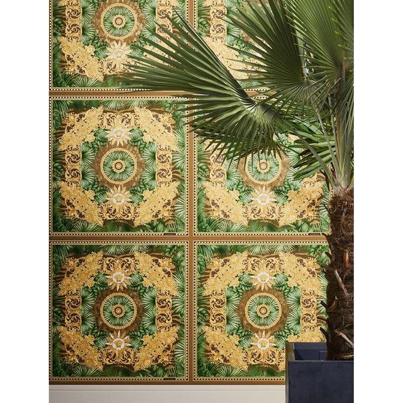 Tapete Gold, Kupfer, Grün VERSACE Satintapete (387033)
