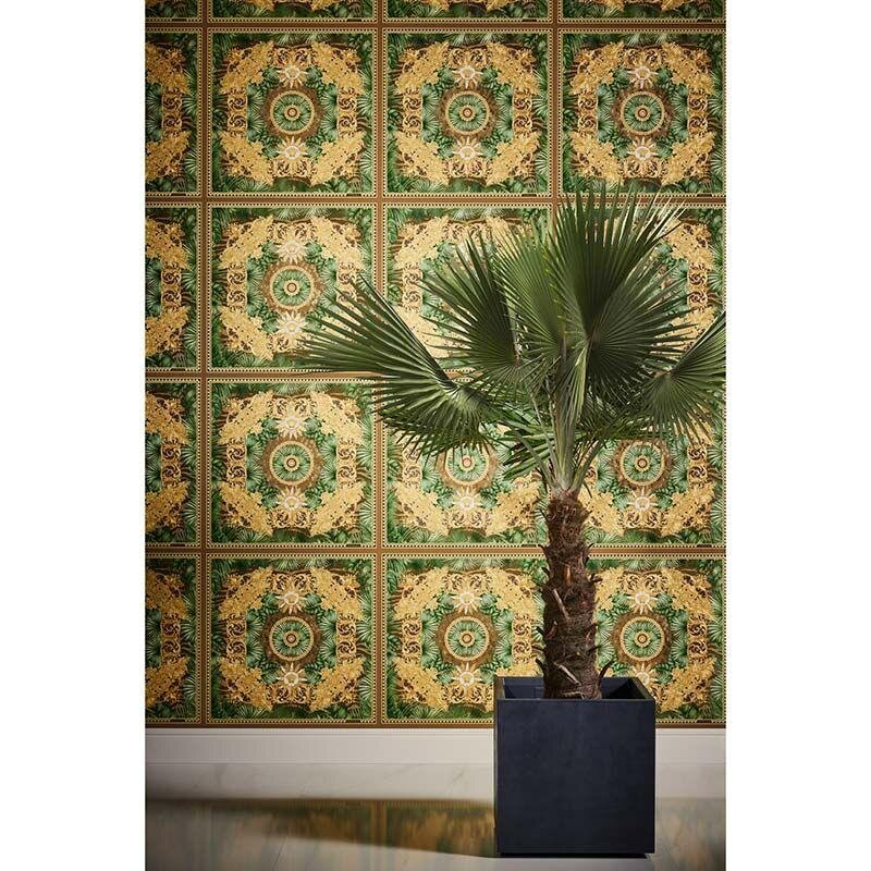 Tapete Gold, Kupfer, Grün VERSACE Satintapete (387033)
