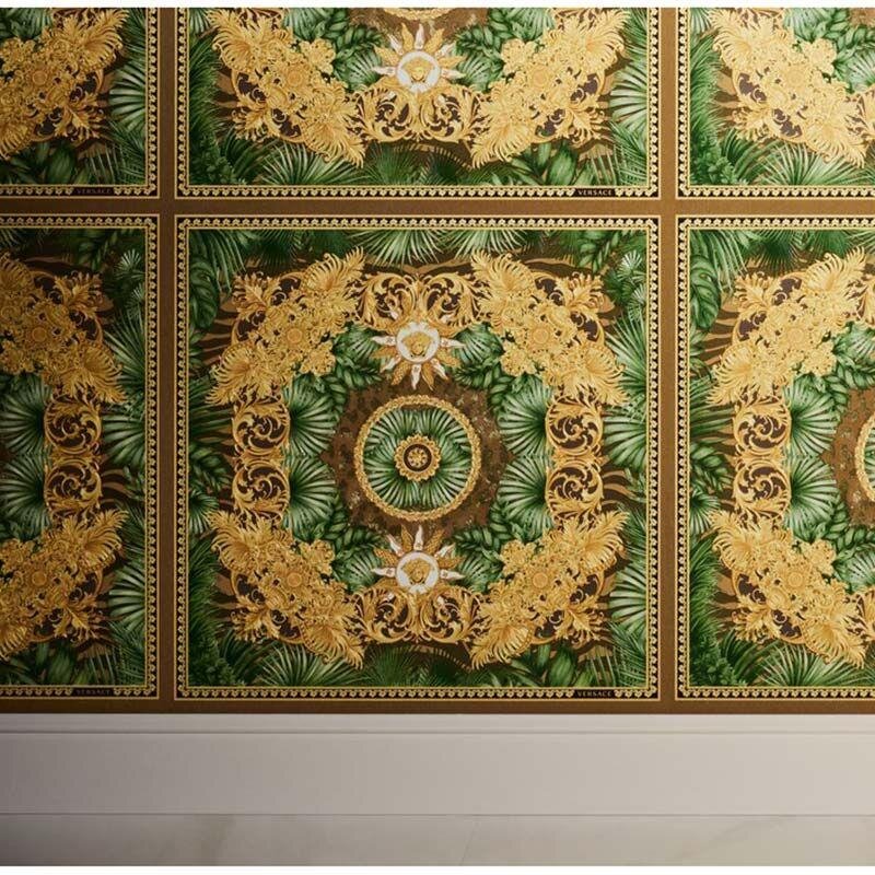Tapete Gold, Kupfer, Grün VERSACE Satintapete (387033)