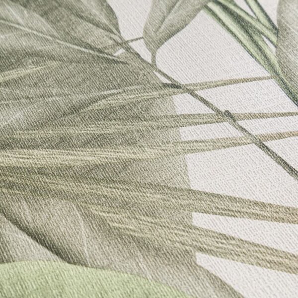 Pflanzen Tapete Grün Naturtöne Beige - Vliestapete mit Dschungelmotiv matt (396472)