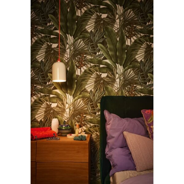 Pflanzen Tapete Grün Naturtöne Beige - Vliestapete mit Dschungelmotiv matt (396472)