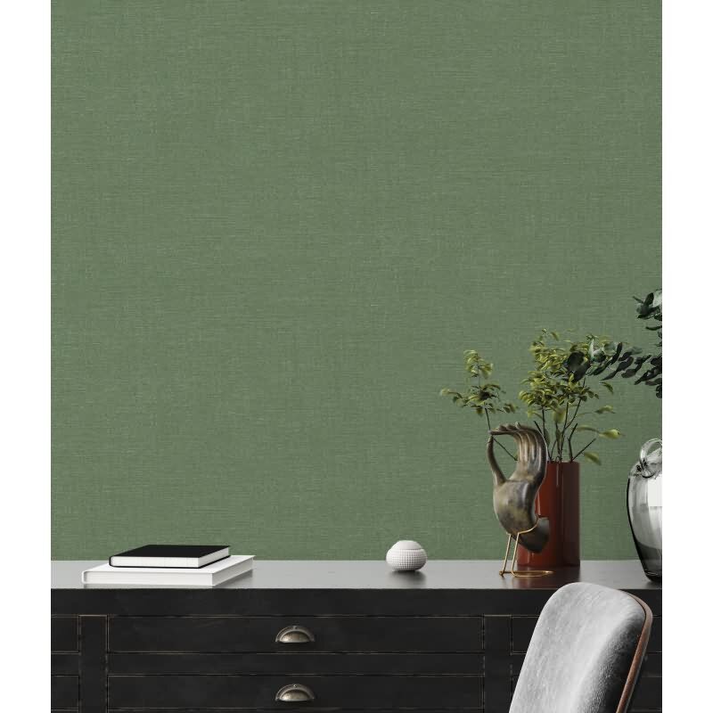 Unitapete mit Struktur Optik Moosgrün - Einfarbige Vliestapete modern matt (396481)