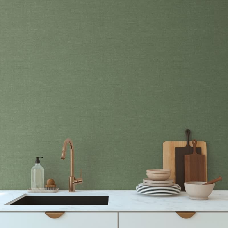 Unitapete mit Struktur Optik Moosgrün - Einfarbige Vliestapete modern matt (396481)