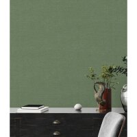 Unitapete mit Struktur Optik Moosgr&uuml;n - Einfarbige...
