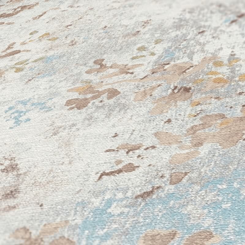 Florale Tapete Vintage Beige Blau - Vliestapete mit Ästen & Blütenmuster (396502)