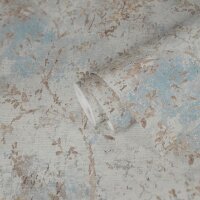 Florale Tapete Vintage Beige Blau - Vliestapete mit...