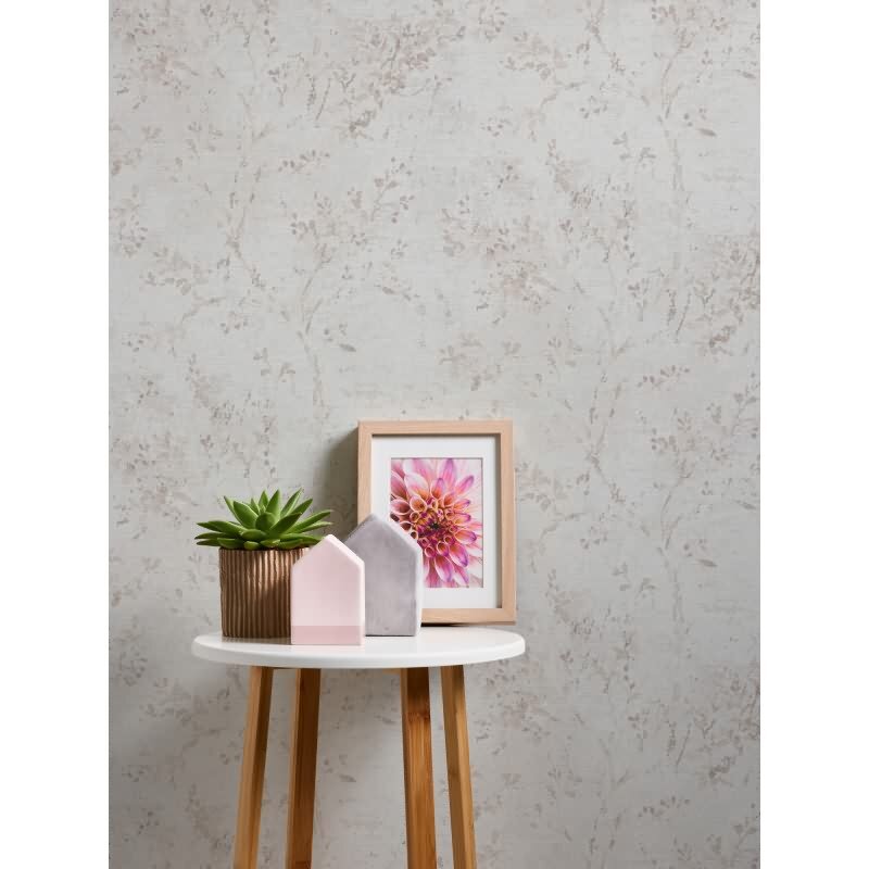 Florale Tapete Vintage Grau Beige - Vliestapete mit Blüten & Ästen (396503)