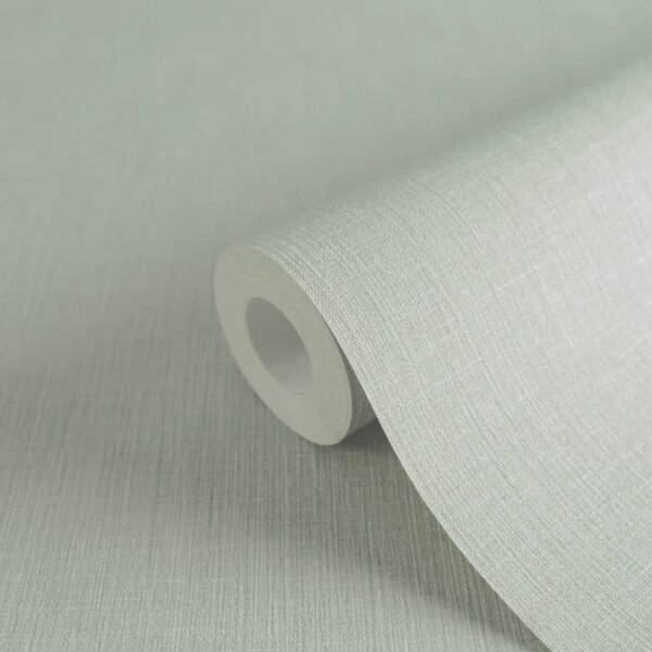 Unitapete in Leinen Optik Mintgrün - Strukturierte Vliestapete modern matt (396511)