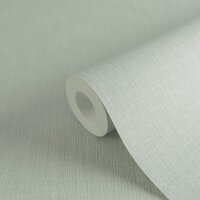 Unitapete in Leinen Optik Mintgr&uuml;n - Strukturierte...