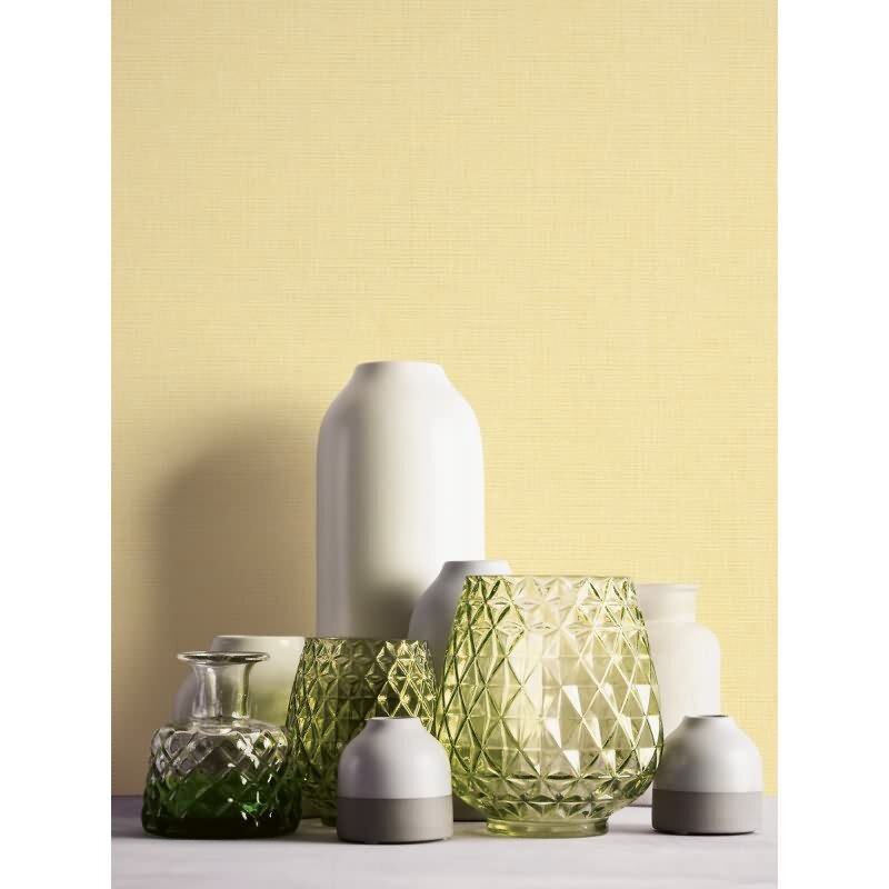 Uni Tapete in Leinenoptik Sonnengelb - Strukturierte Vliestapete matt freundlich (396513)