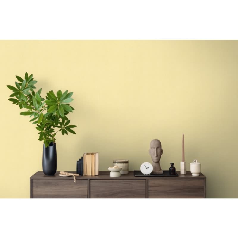 Uni Tapete in Leinenoptik Sonnengelb - Strukturierte Vliestapete matt freundlich (396513)