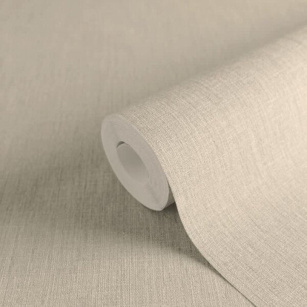 Unitapete in Leinenoptik Naturbeige - Strukturierte Vliestapete matt wohnlich (396514)