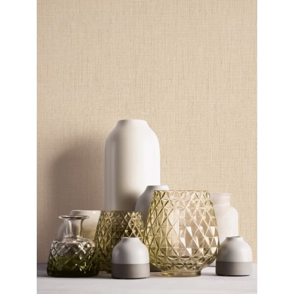 Unitapete in Leinenoptik Naturbeige - Strukturierte Vliestapete matt wohnlich (396514)