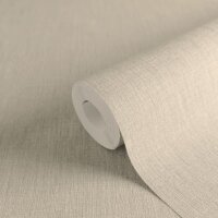 Unitapete in Leinenoptik Naturbeige - Strukturierte...